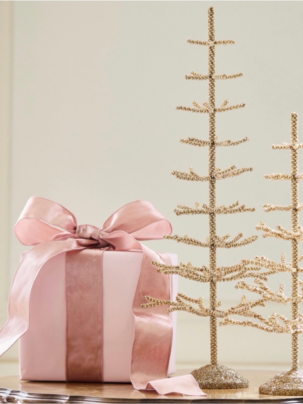 Pottery Barn Gold Glittery Tree Size Large 15.5” Tall